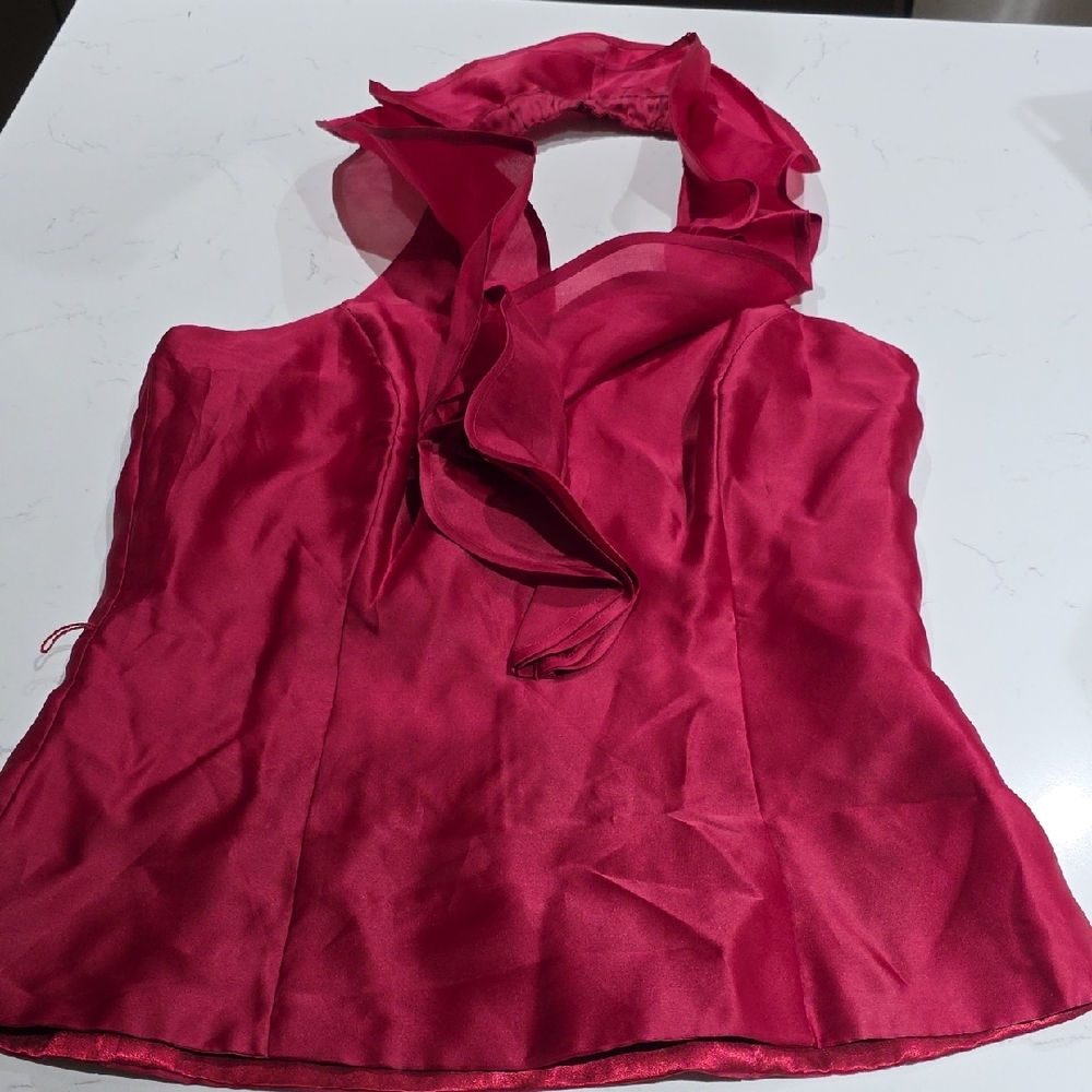 White House Black Market Red Halter Blouse